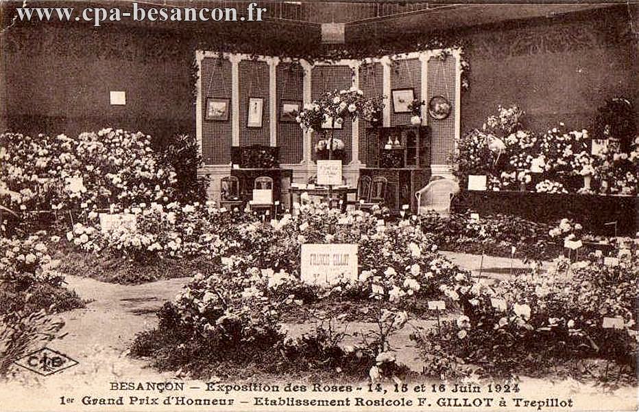 BESANÇON - Exposition des Roses - 14, 15 et 16 Juin 1924 - 1er Grand Prix d Honneur - Établissement Rosicole F. GILLOT à Trépillot